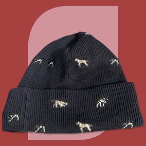 Barbour Embroidered Navy Dead Stock Beanie with Pointer Dogs